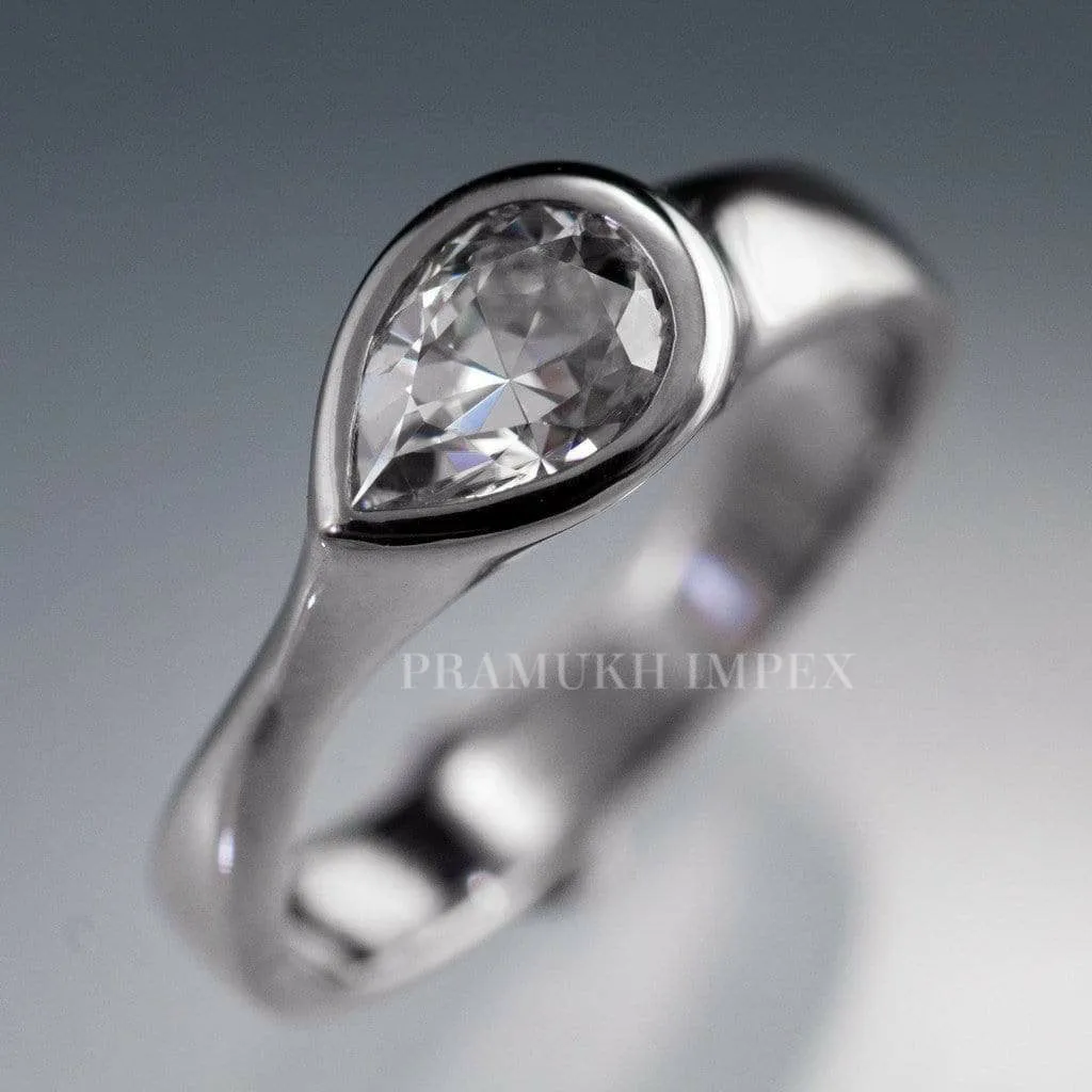 Vintage Moissanite Engagement Ring White Gold Cluster Pear Shape Bezel Engagement Ring Solitaire Diamond wedding For Women anniversary Gift