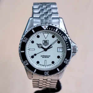 Vintage TAG HEUER 1000 Night Diver Watch 980.113D Date Indicator Wristwatch Original Bracelet ALL S.S. - In Box!