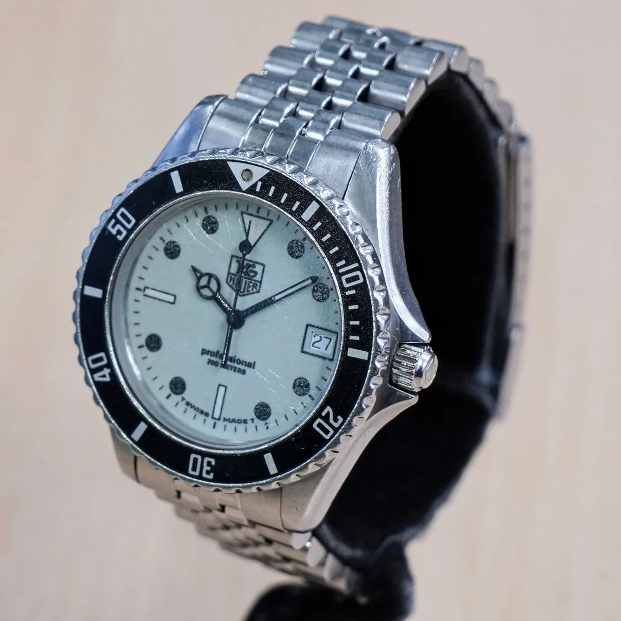 Vintage TAG HEUER 1000 Night Diver Watch 980.113D Date Indicator Wristwatch Original Bracelet ALL S.S. - In Box!