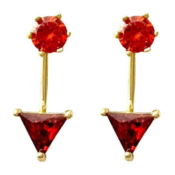 Vita Crystal Stud Earrings with Triangle Drop