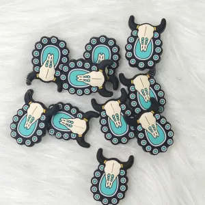Western style Cow Skull Silicone Focal Beads Wholesale, Animal focal beads