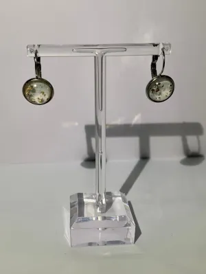 White and Gold Leaf Sleeper Earrings