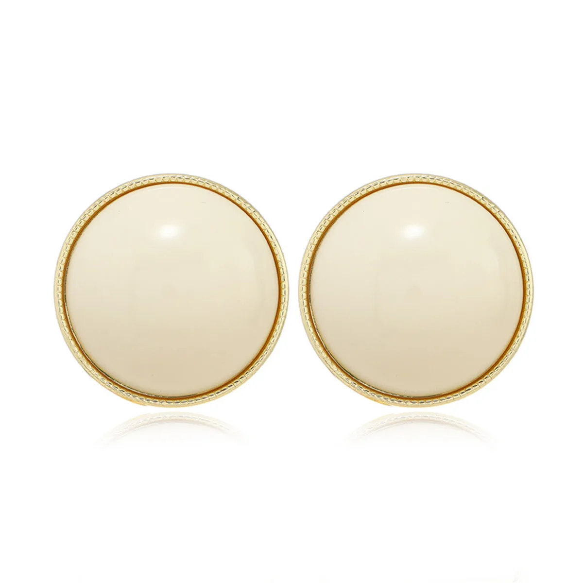 White Resin & 18K Gold-Plated Round Stud Earrings