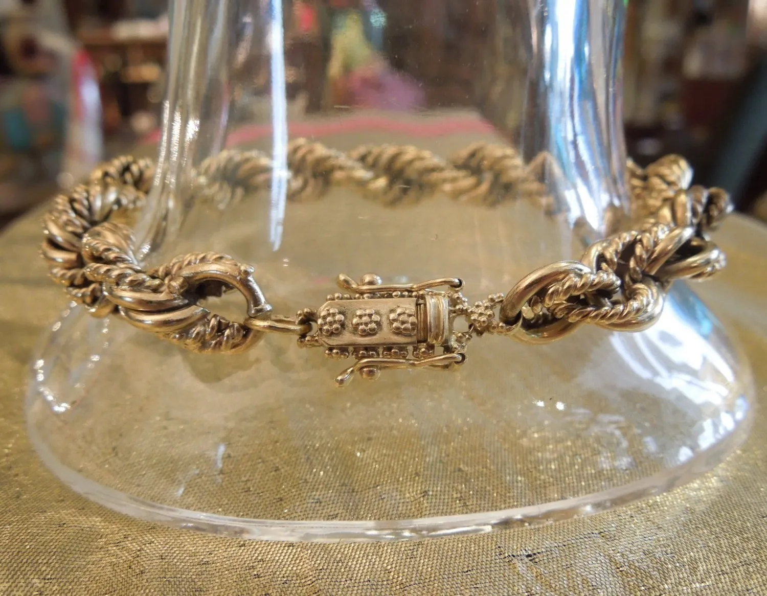 Wide 10K Yellow Gold Rope Bracelet