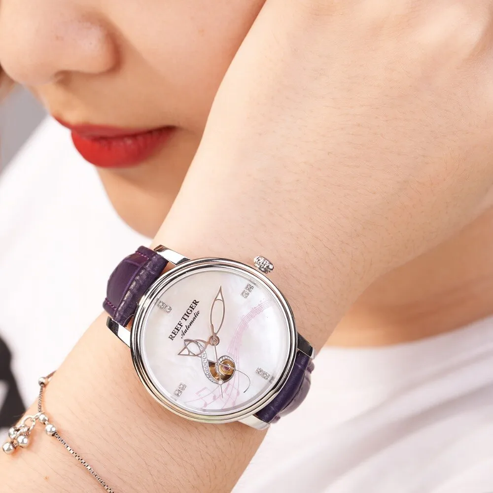 Women's Casual Automatic Watches with Leather Strap
