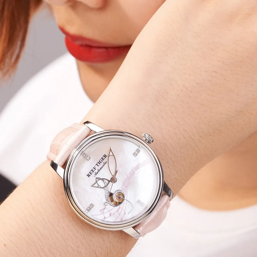 Women's Casual Automatic Watches with Leather Strap