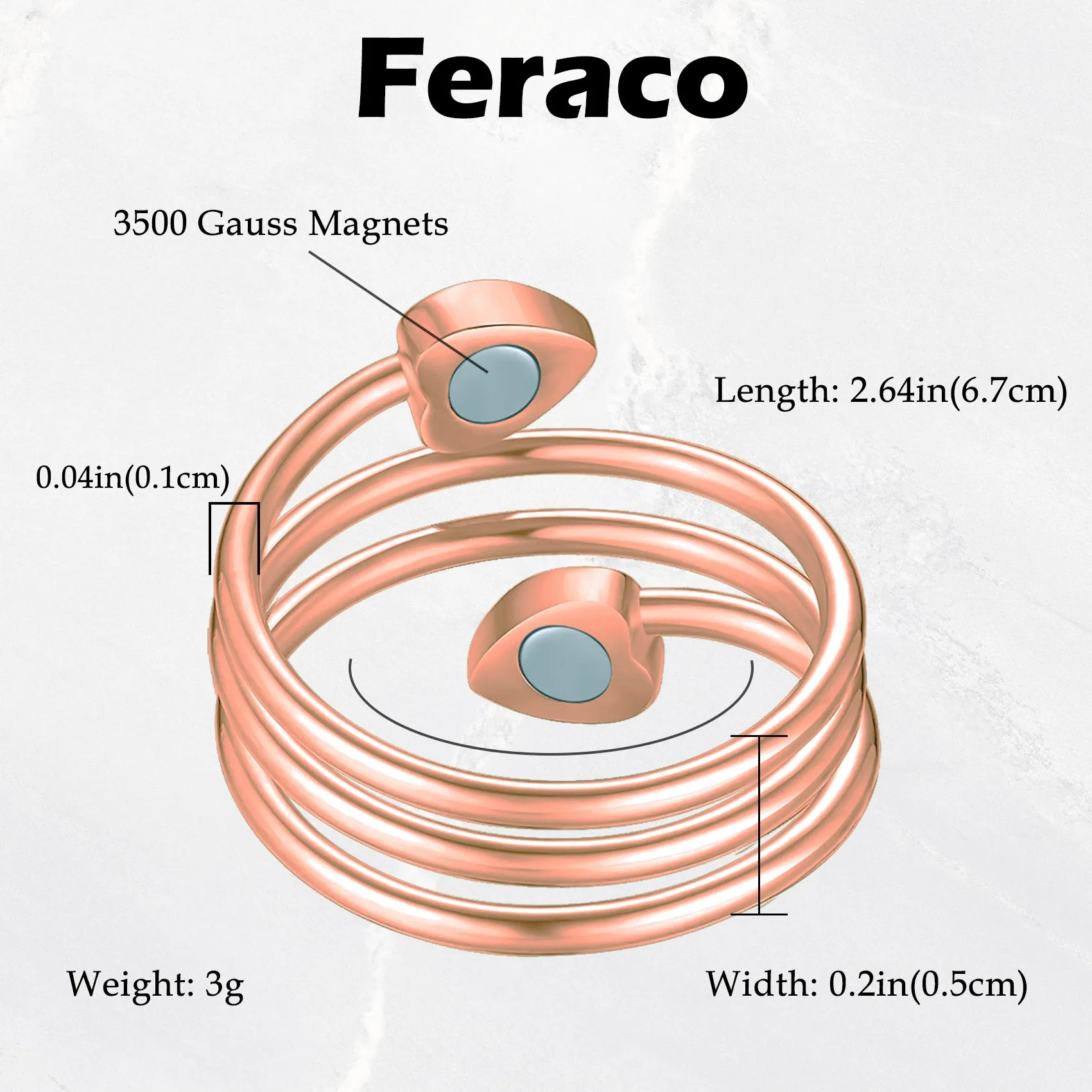 Women's Love Heart Magnets Copper Rings