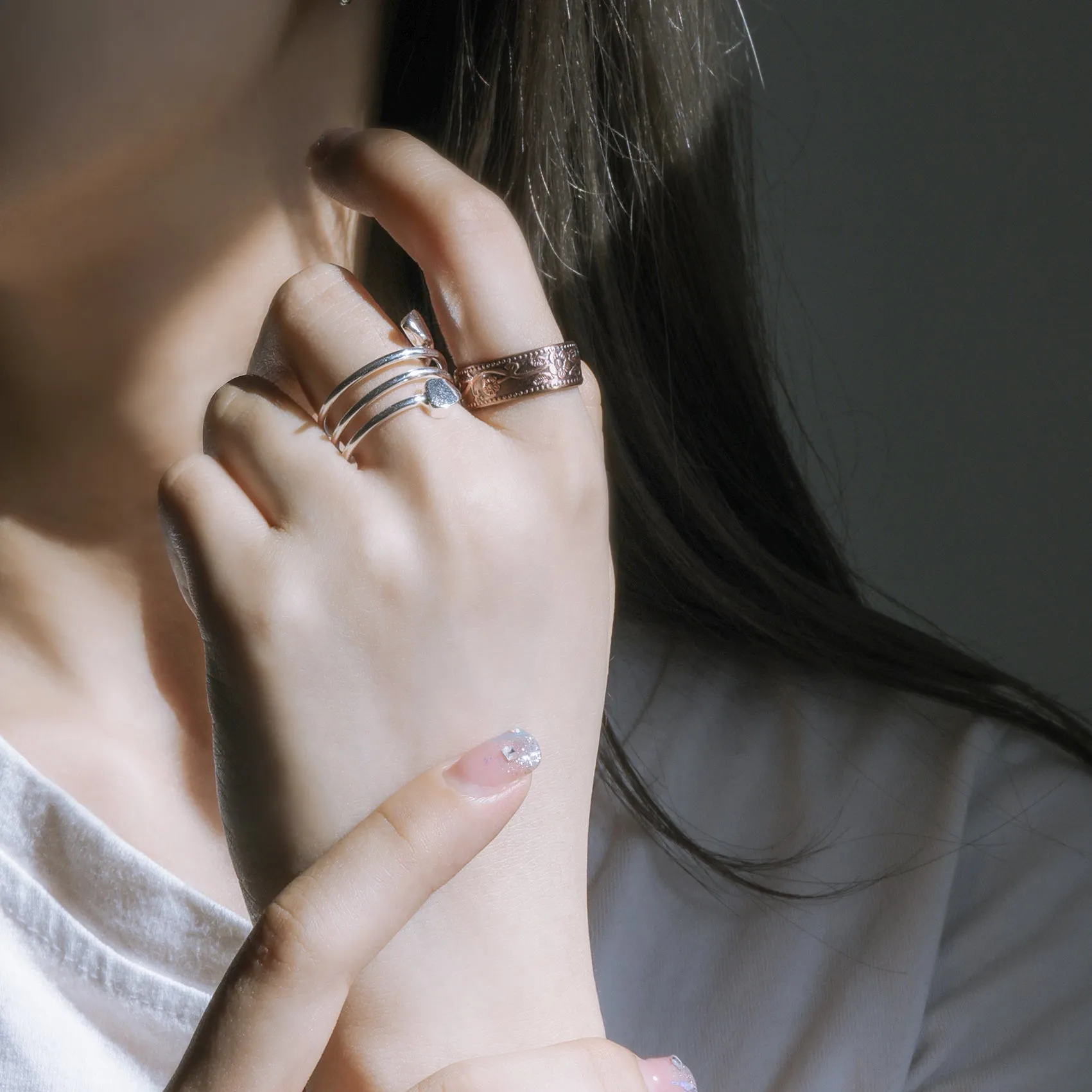 Women's Love Heart Magnets Copper Rings