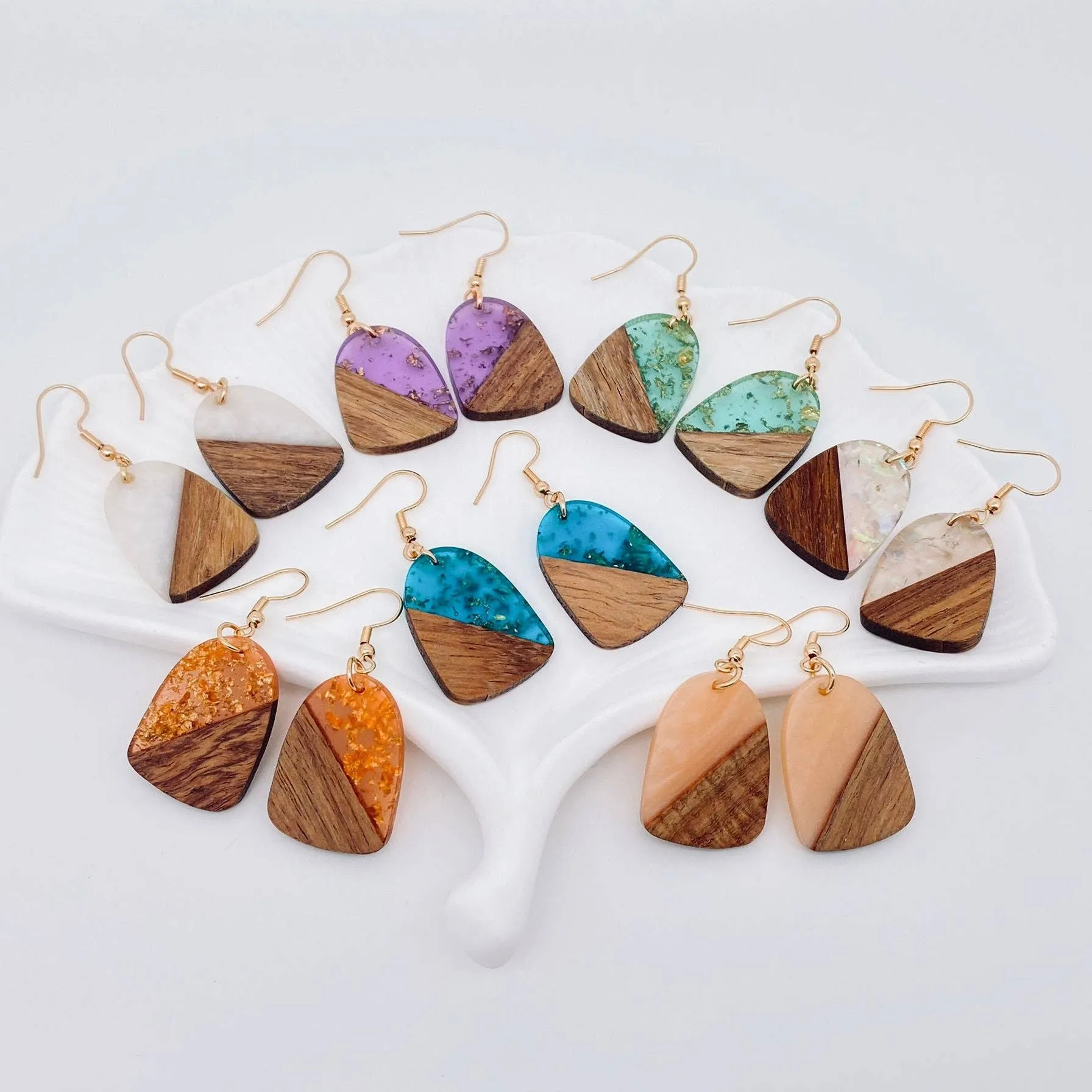 Wood and Resin Earrings