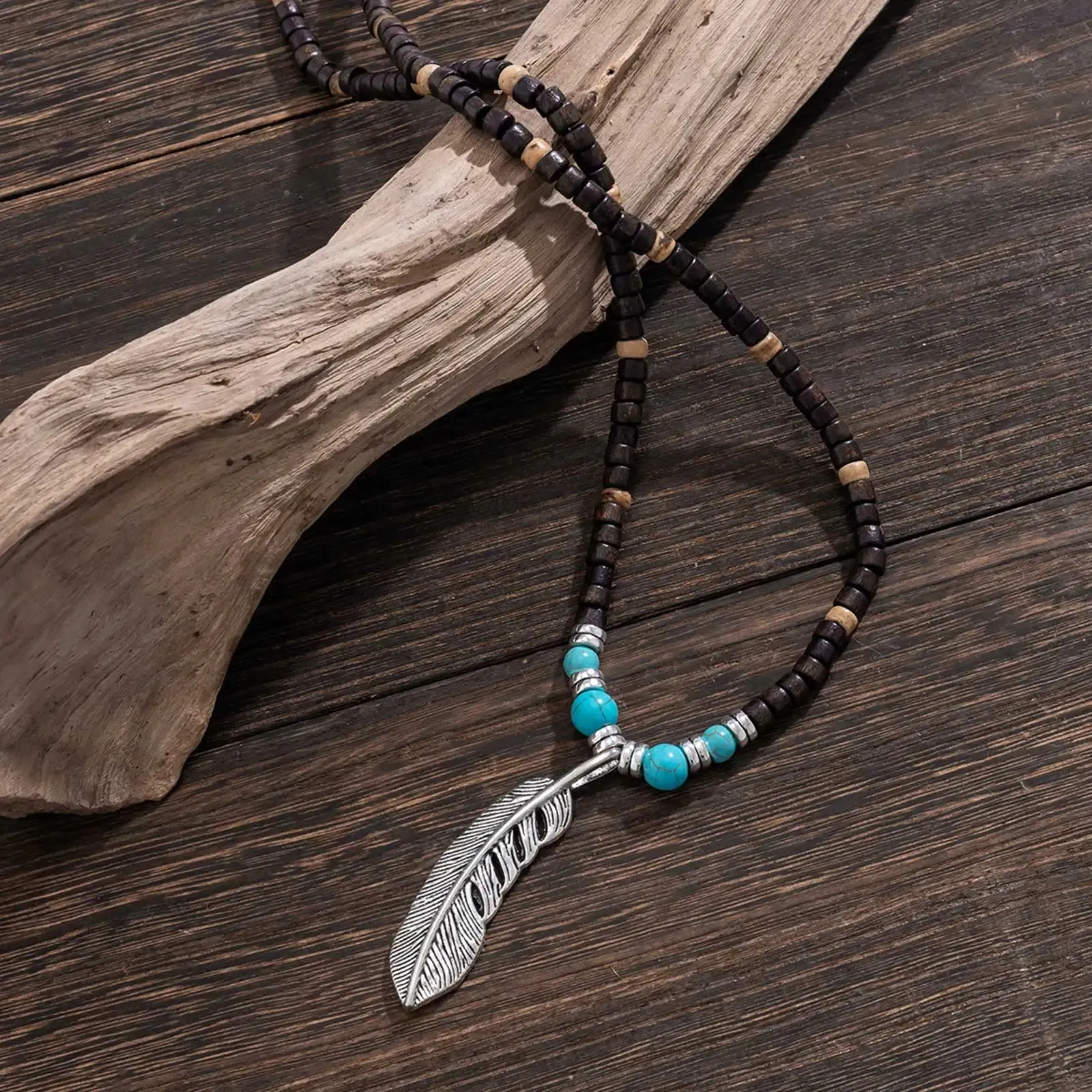 Wooden Bead Necklaces for Men Boys