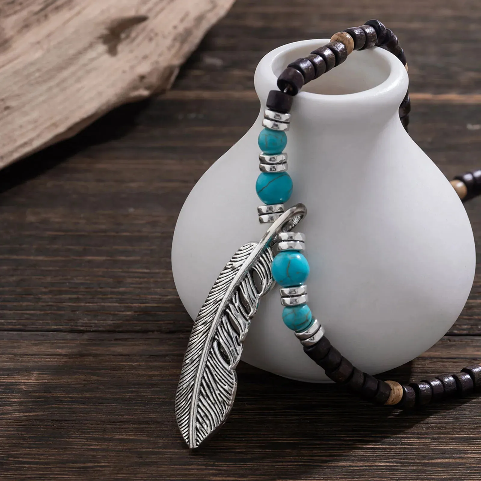 Wooden Bead Necklaces for Men Boys