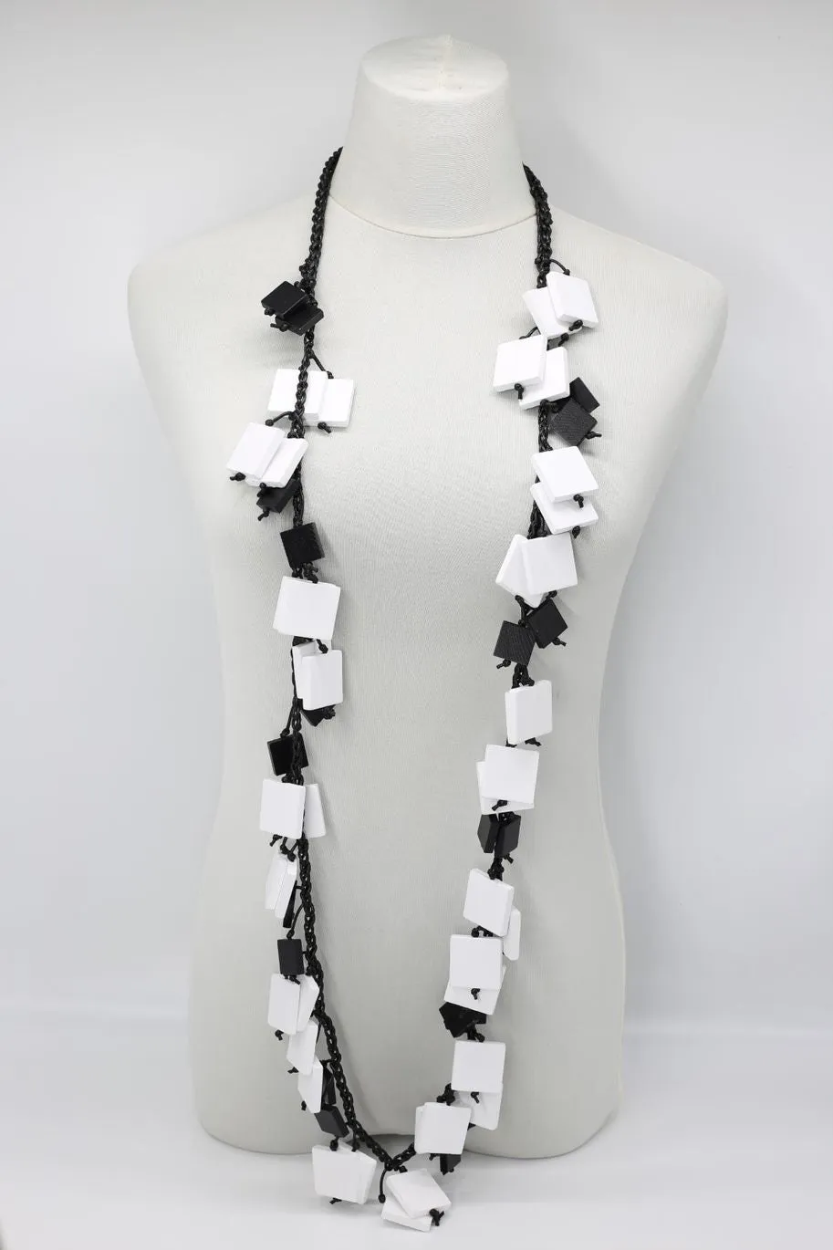 Wooden Squares Necklaces - Duo - Long