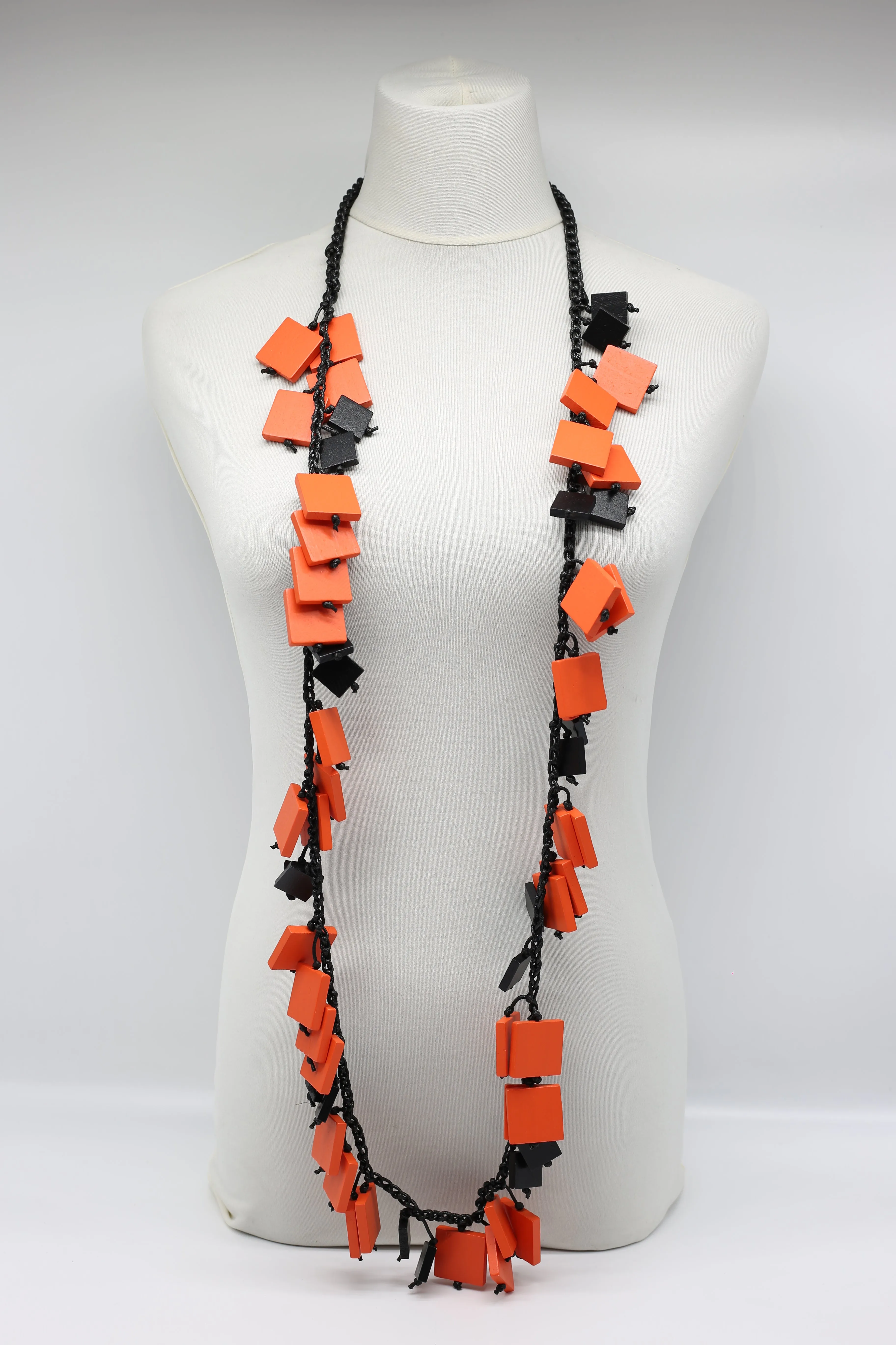 Wooden Squares Necklaces - Duo - Long