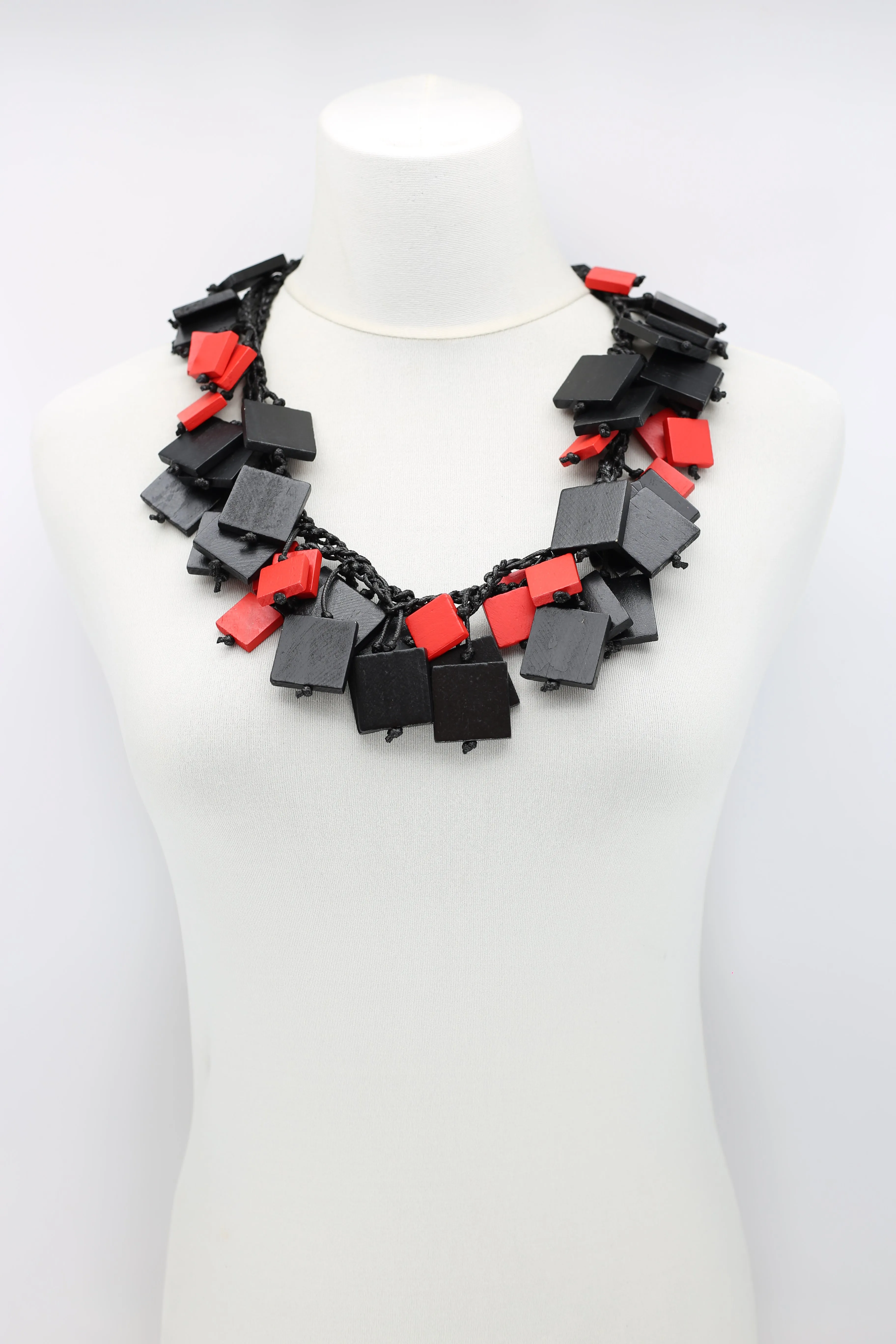 Wooden Squares Necklaces - Duo - Long