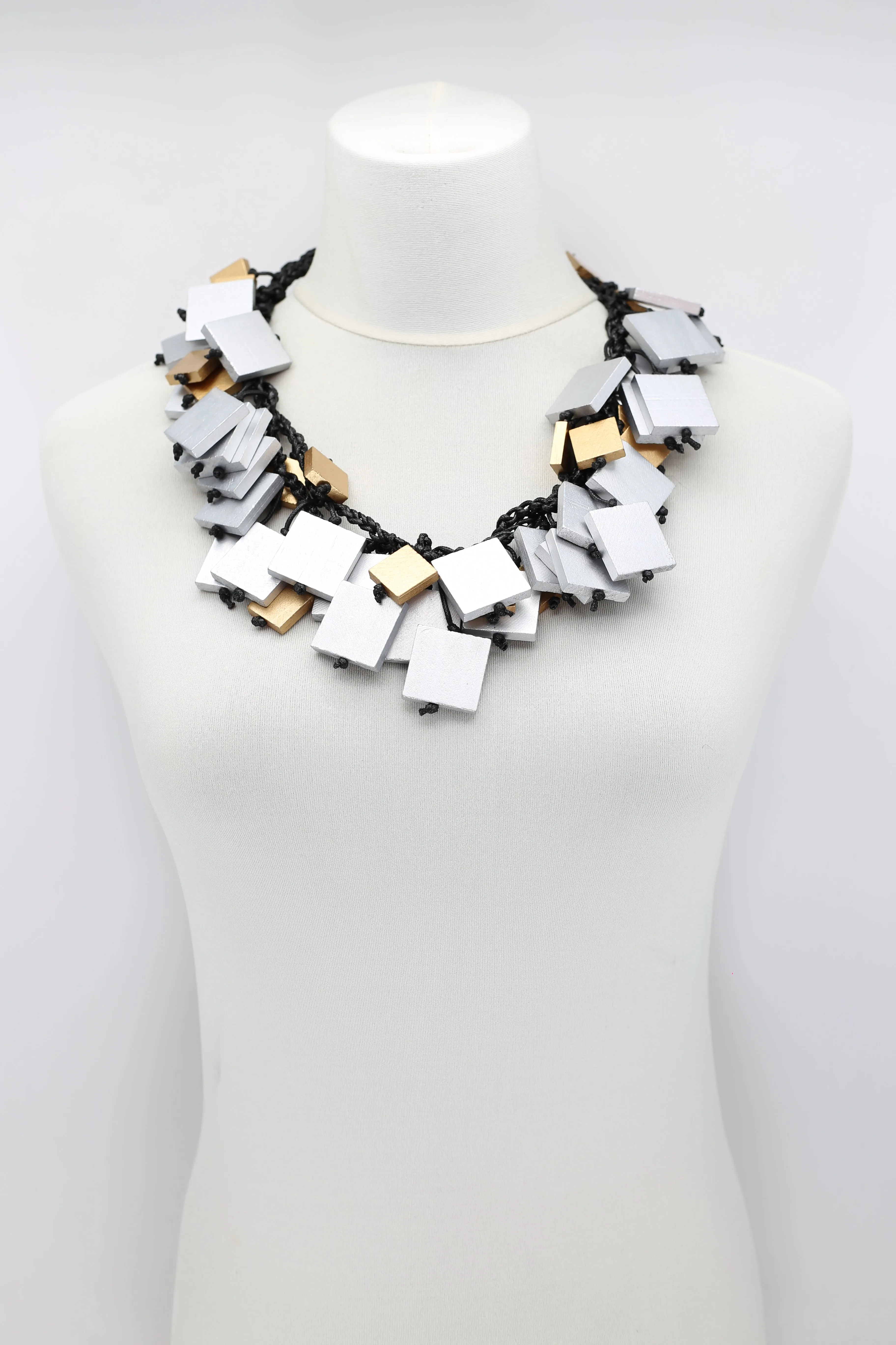 Wooden Squares Necklaces - Duo - Long