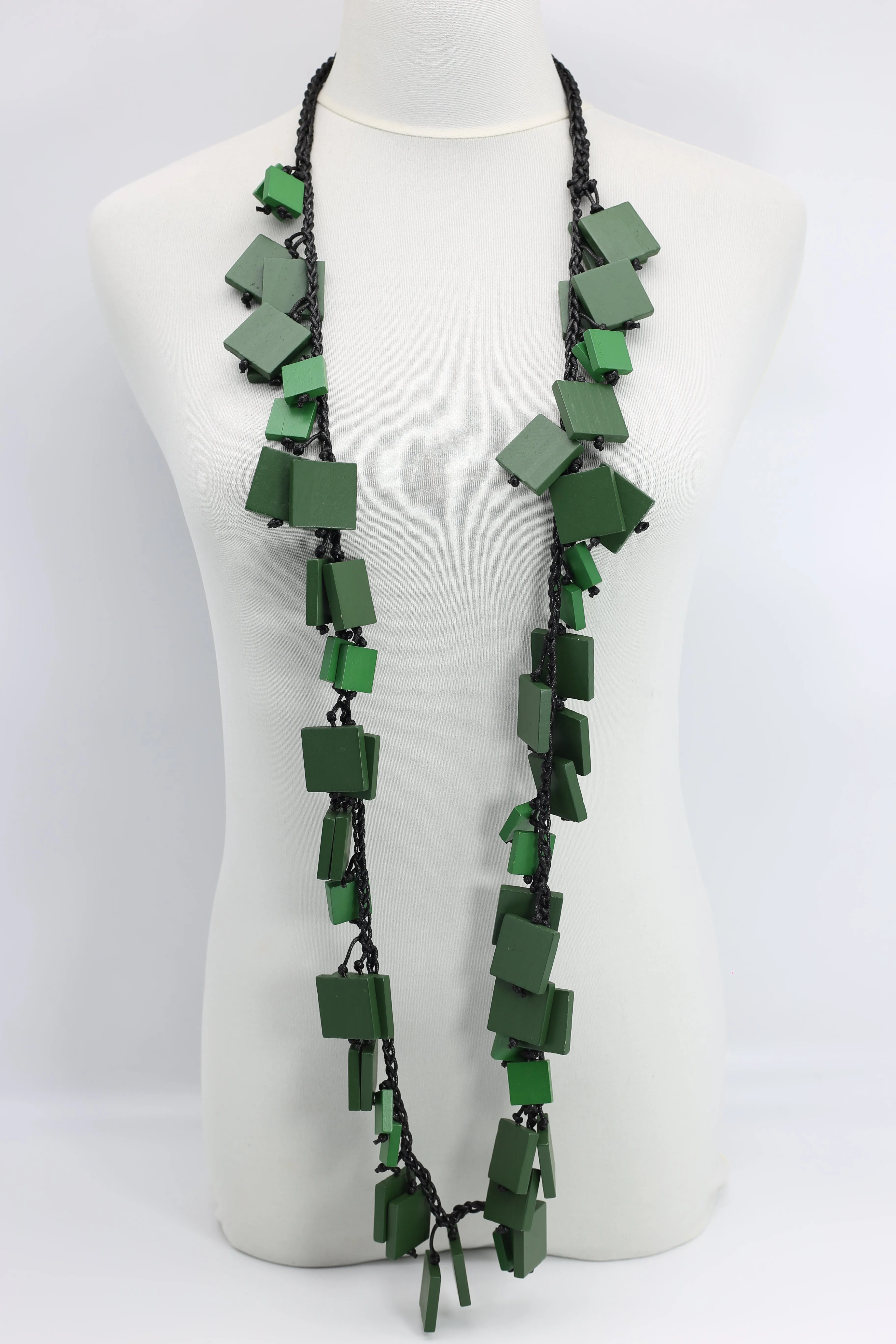 Wooden Squares Necklaces - Duo - Long