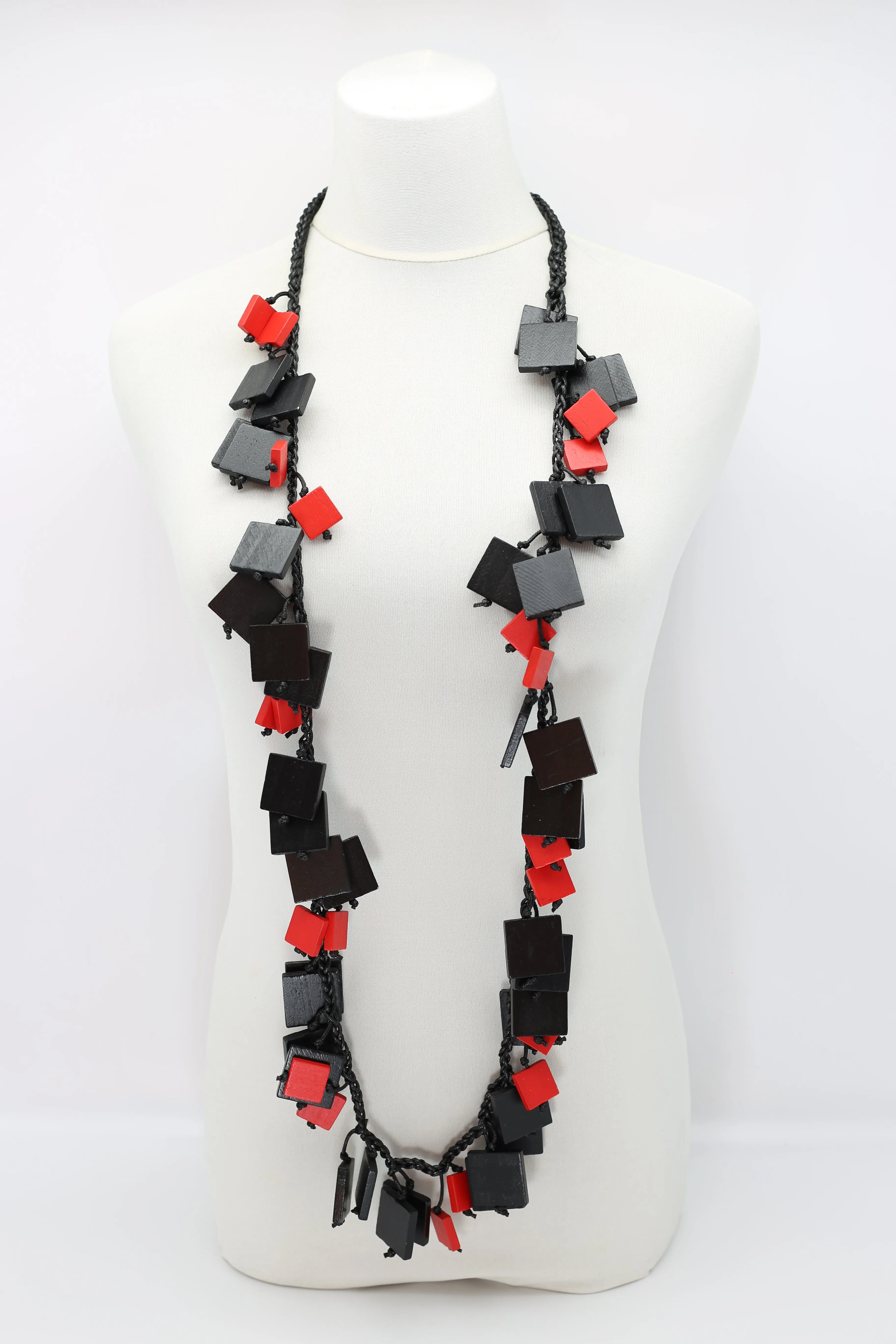 Wooden Squares Necklaces - Duo - Long
