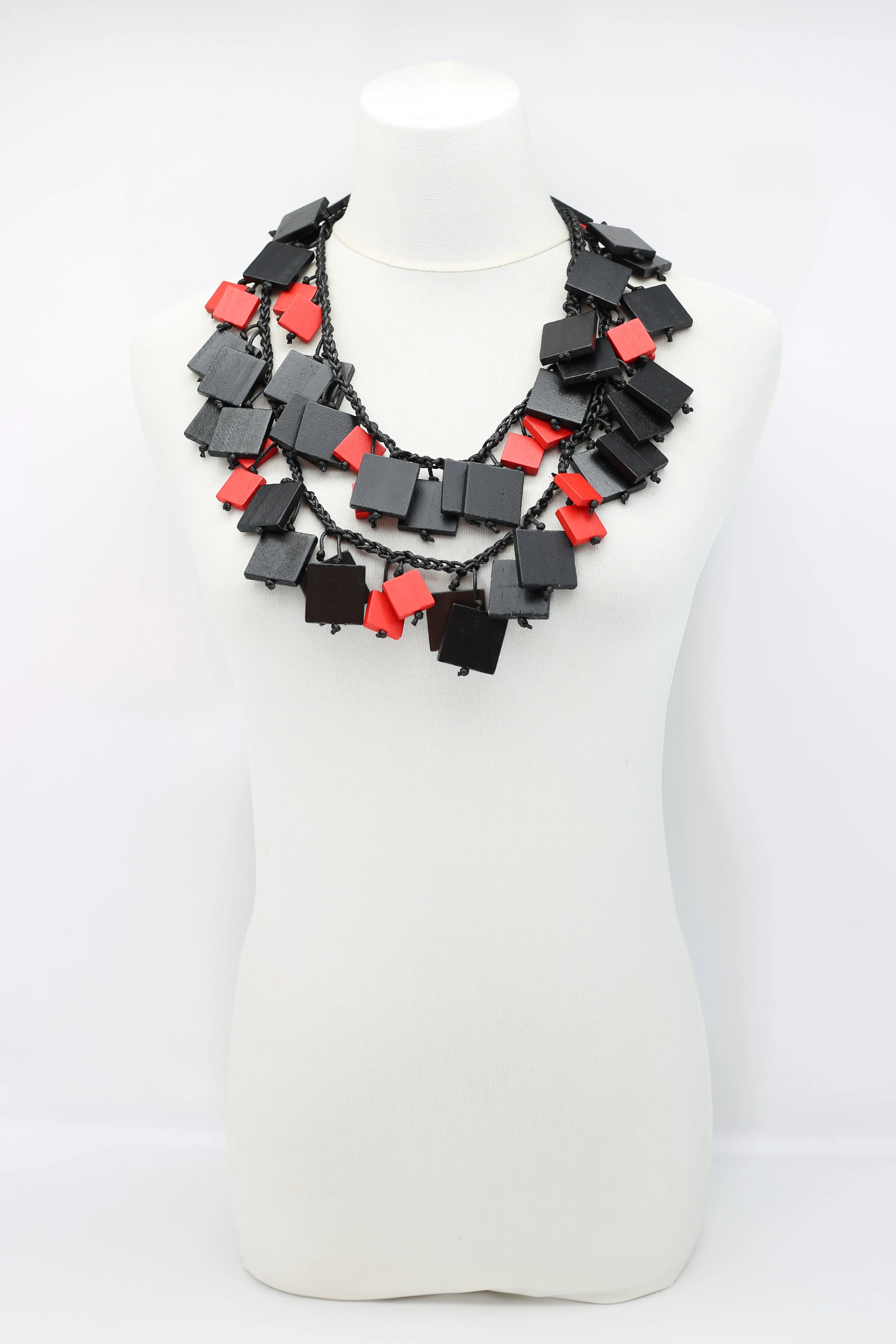 Wooden Squares Necklaces - Duo - Long