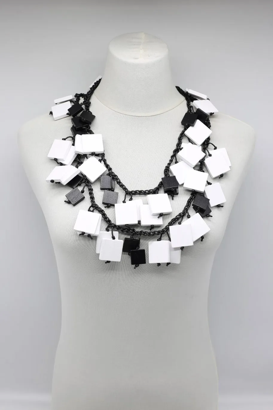 Wooden Squares Necklaces - Duo - Long