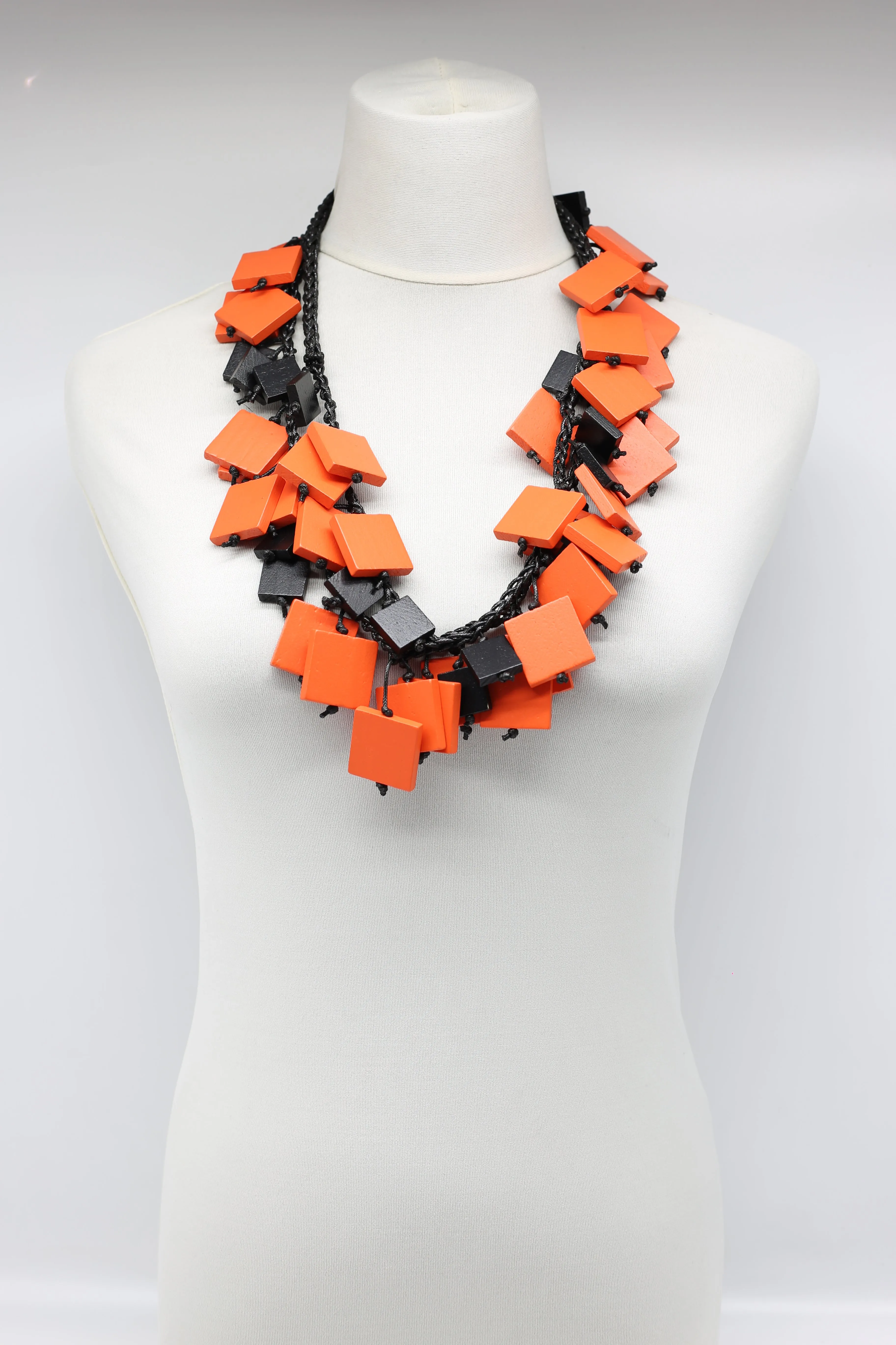 Wooden Squares Necklaces - Duo - Long
