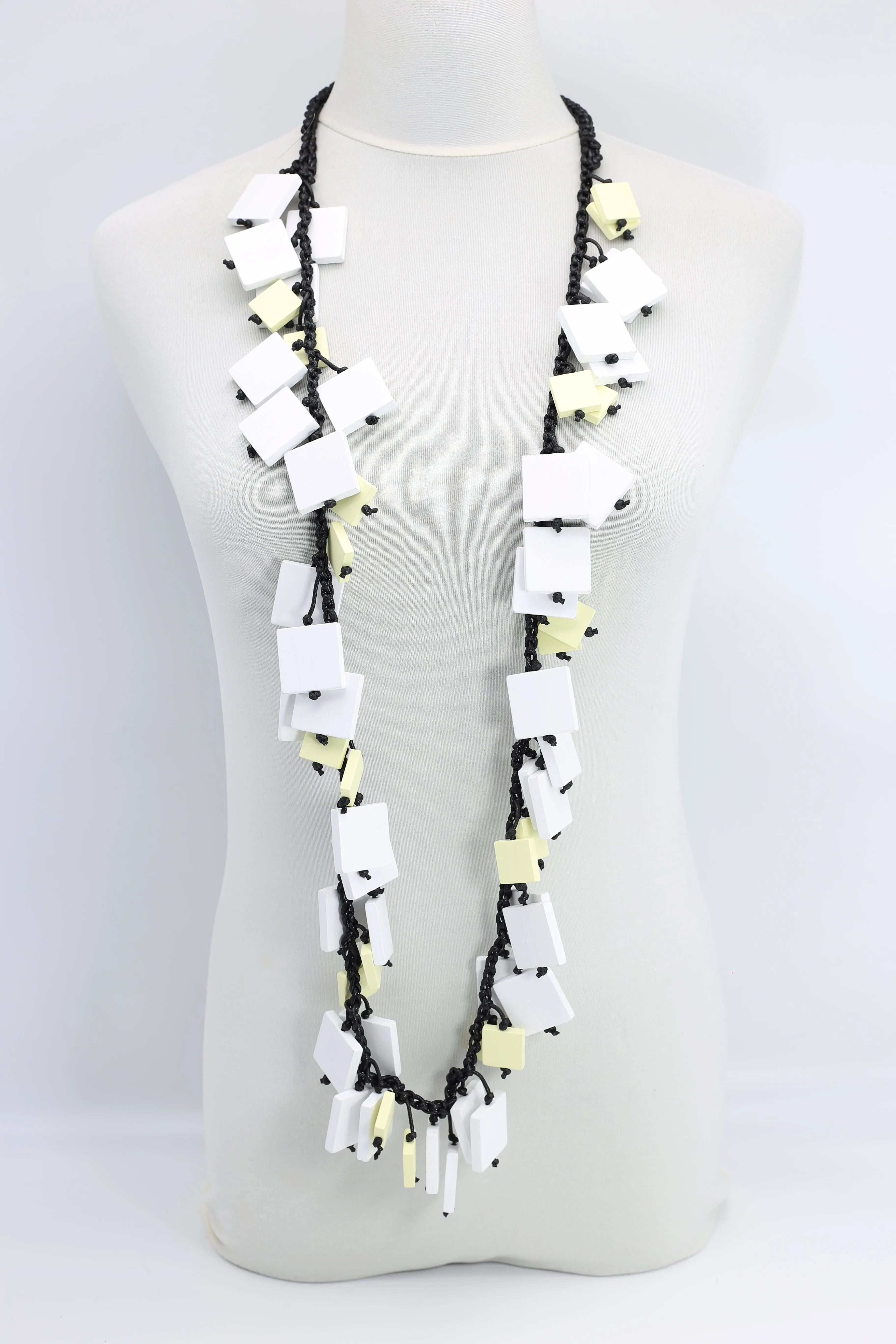 Wooden Squares Necklaces - Duo - Long