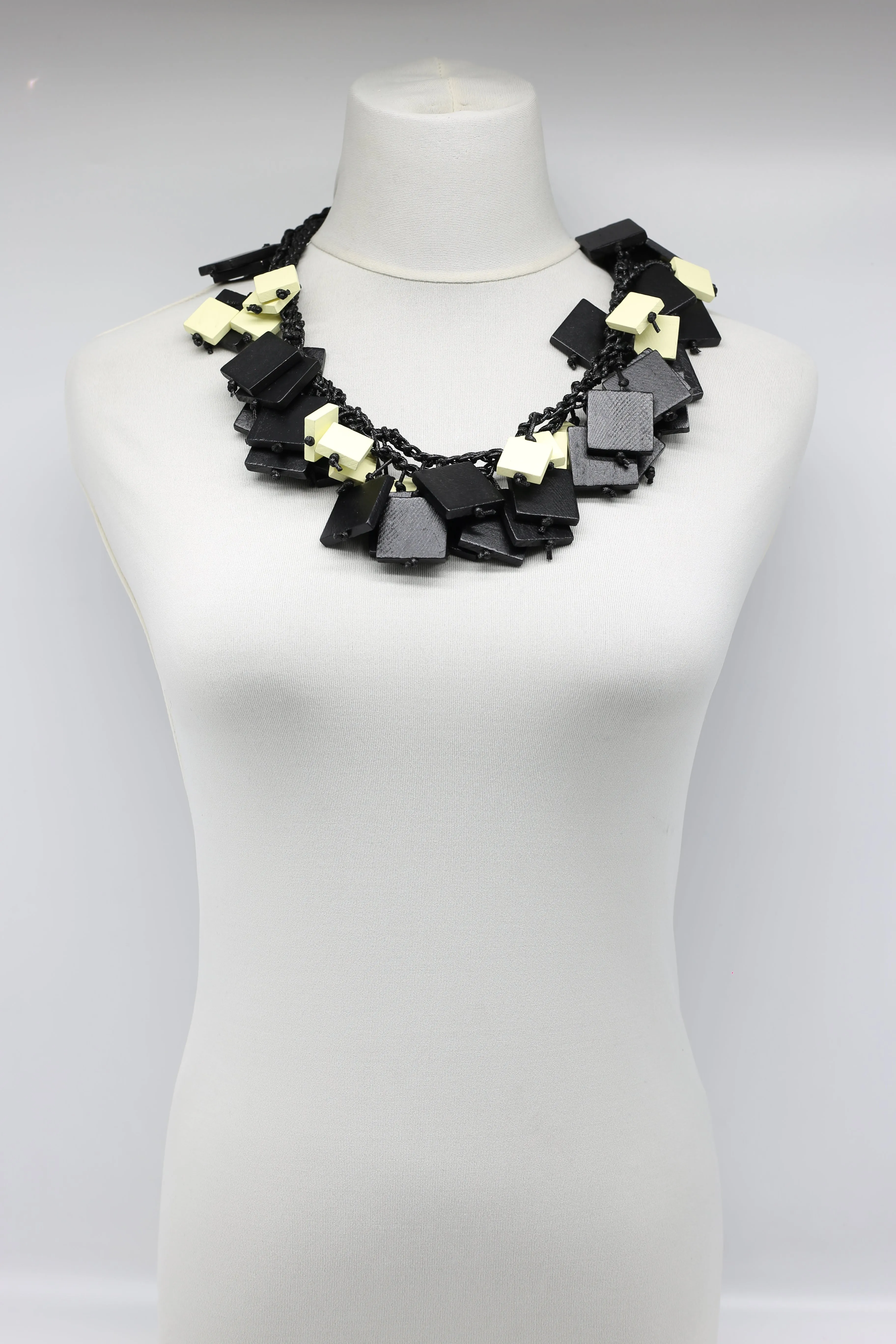 Wooden Squares Necklaces - Duo - Long