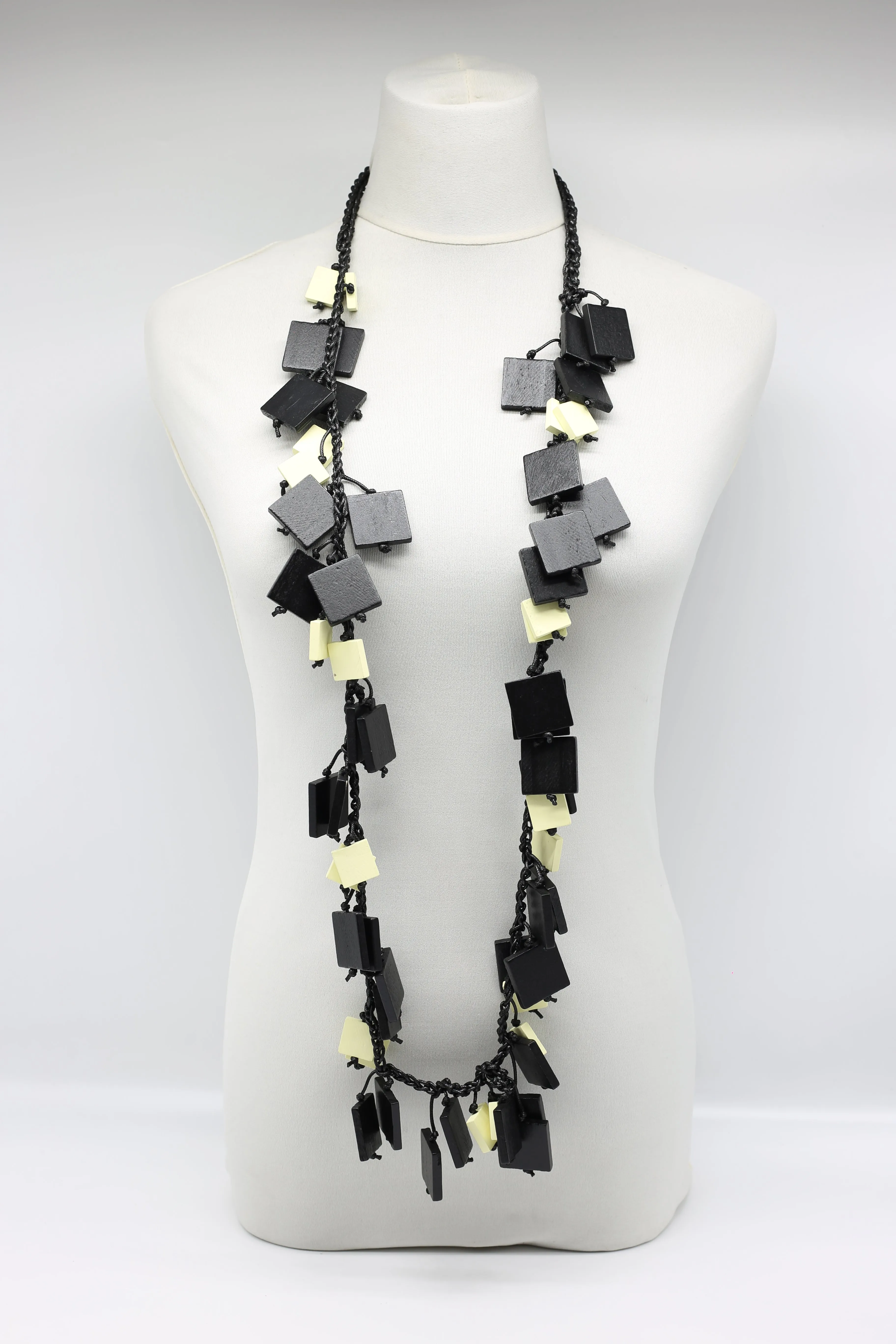 Wooden Squares Necklaces - Duo - Long