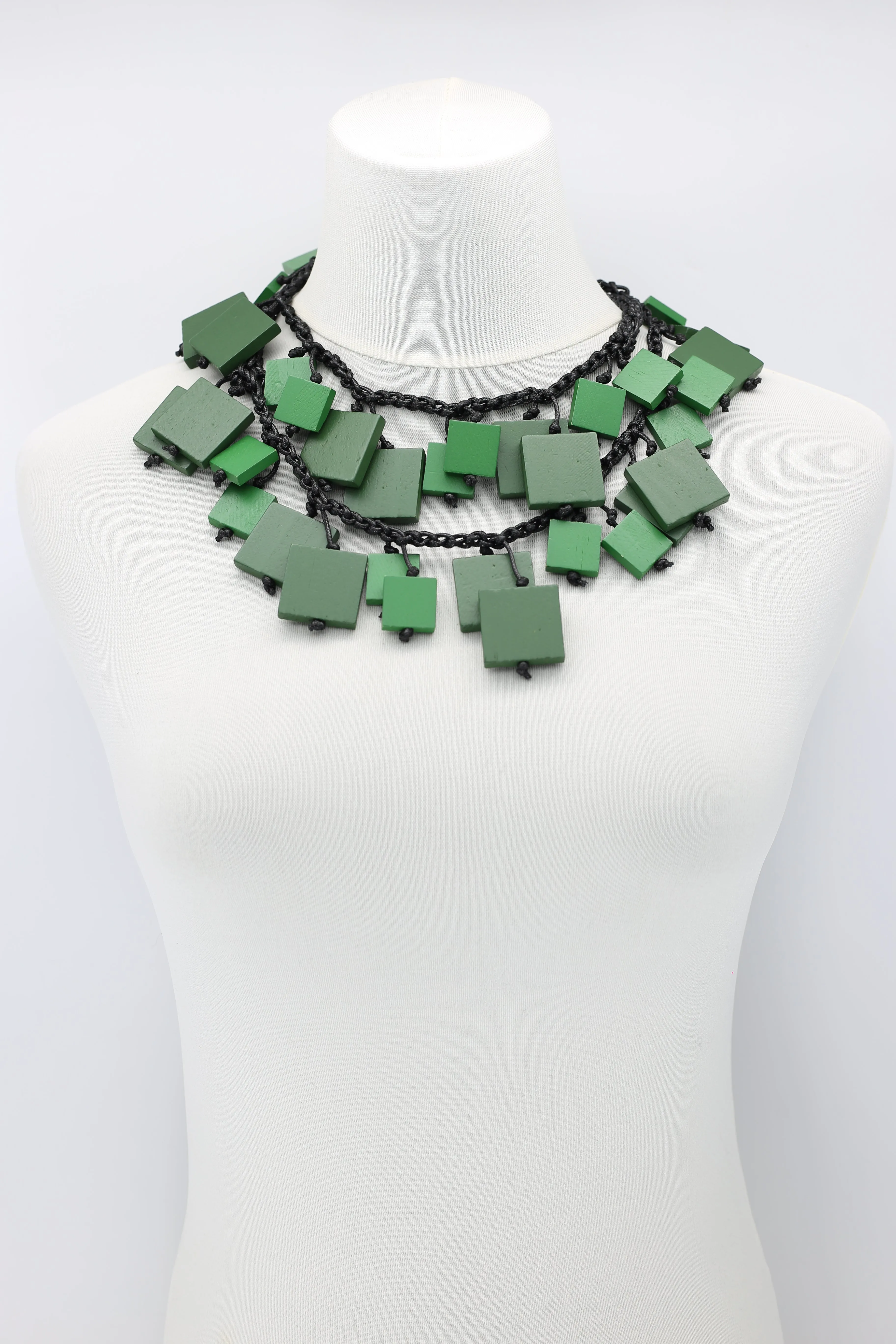 Wooden Squares Necklaces - Duo - Long