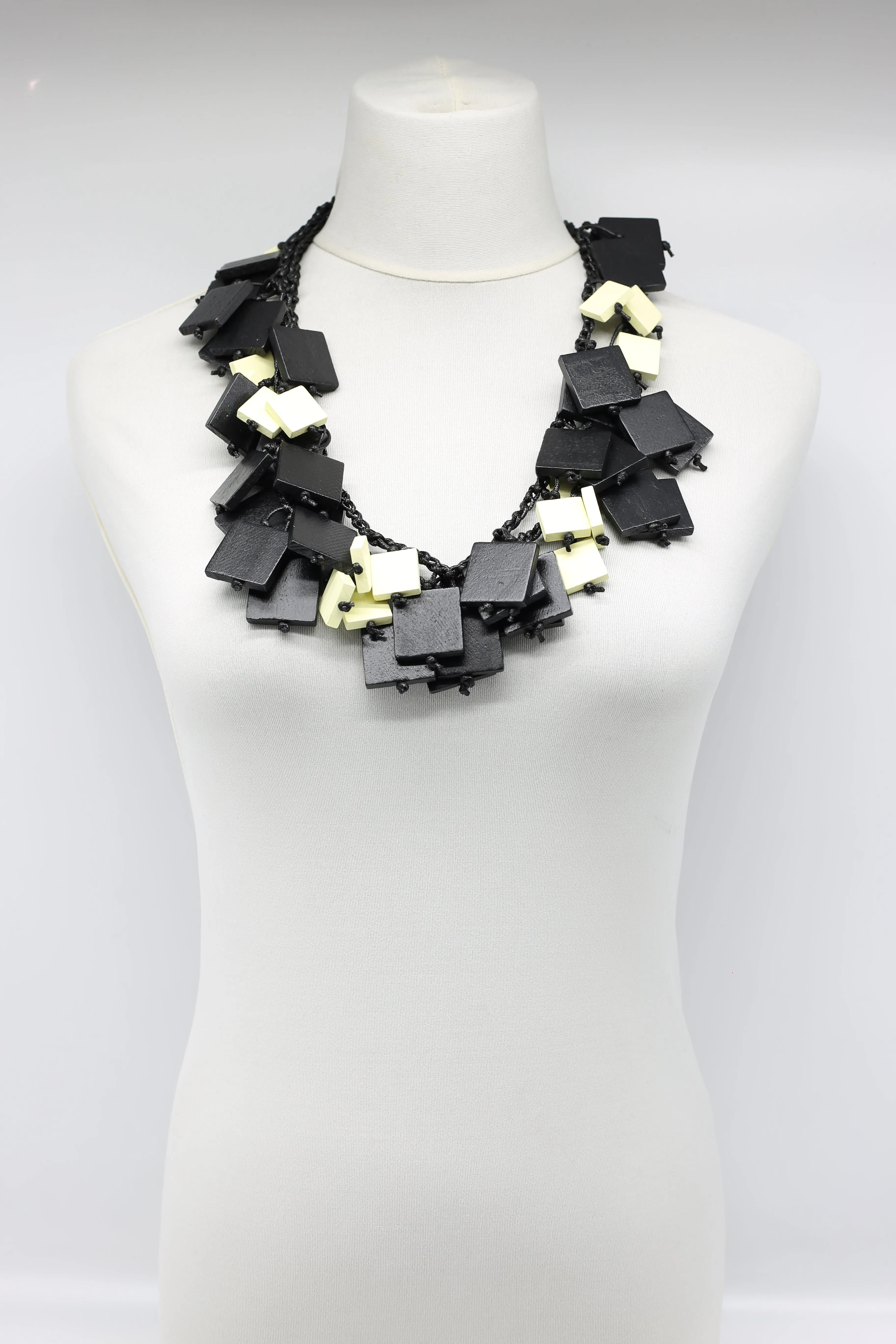 Wooden Squares Necklaces - Duo - Long