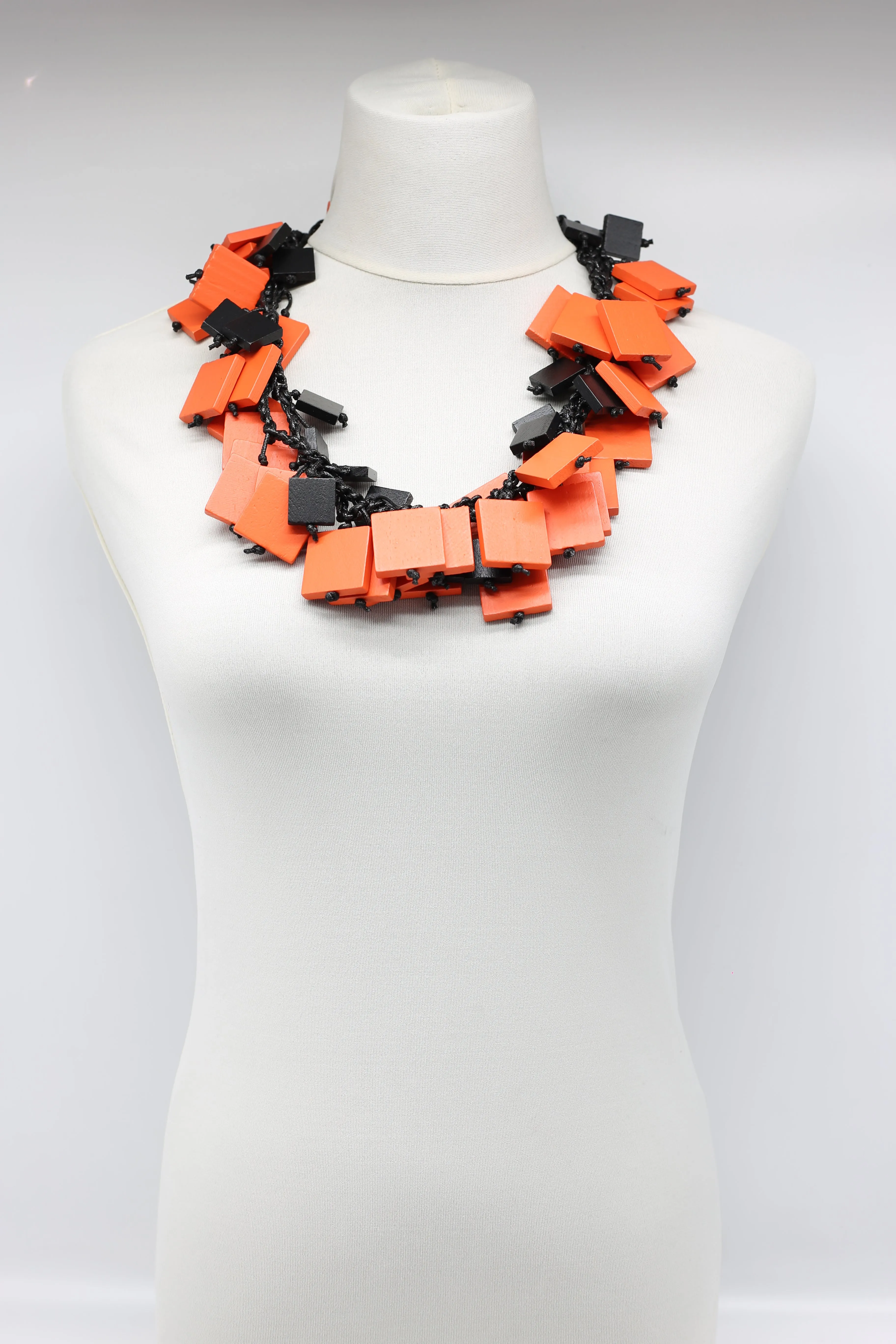 Wooden Squares Necklaces - Duo - Long