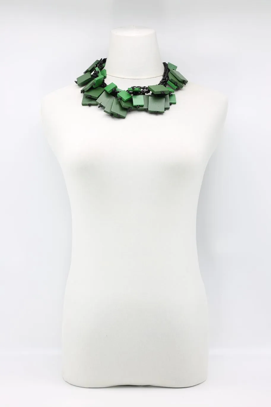 Wooden Squares on Cotton Cord Necklaces - Duo - Short