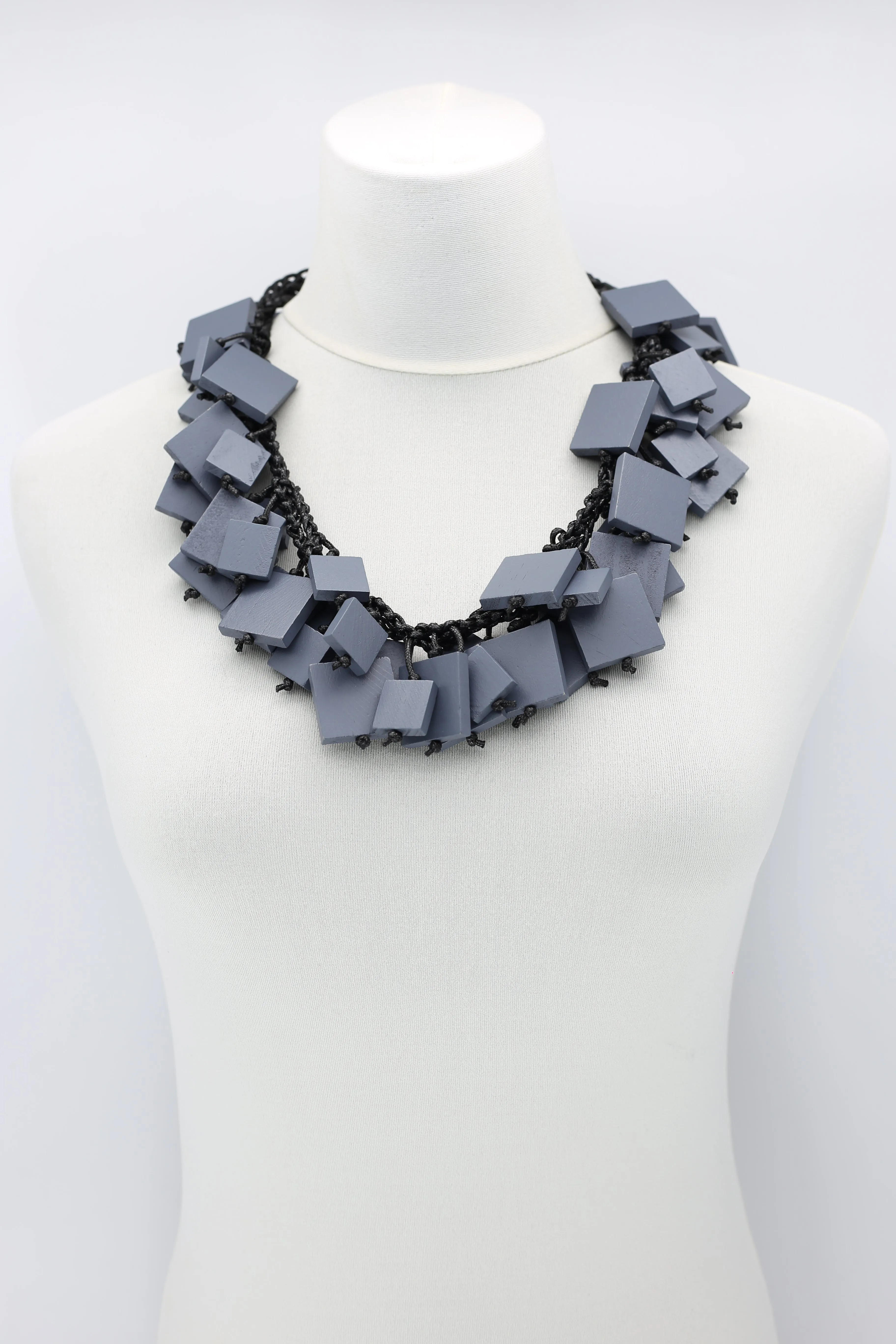 Wooden Squares on Cotton Cord Necklaces - Long