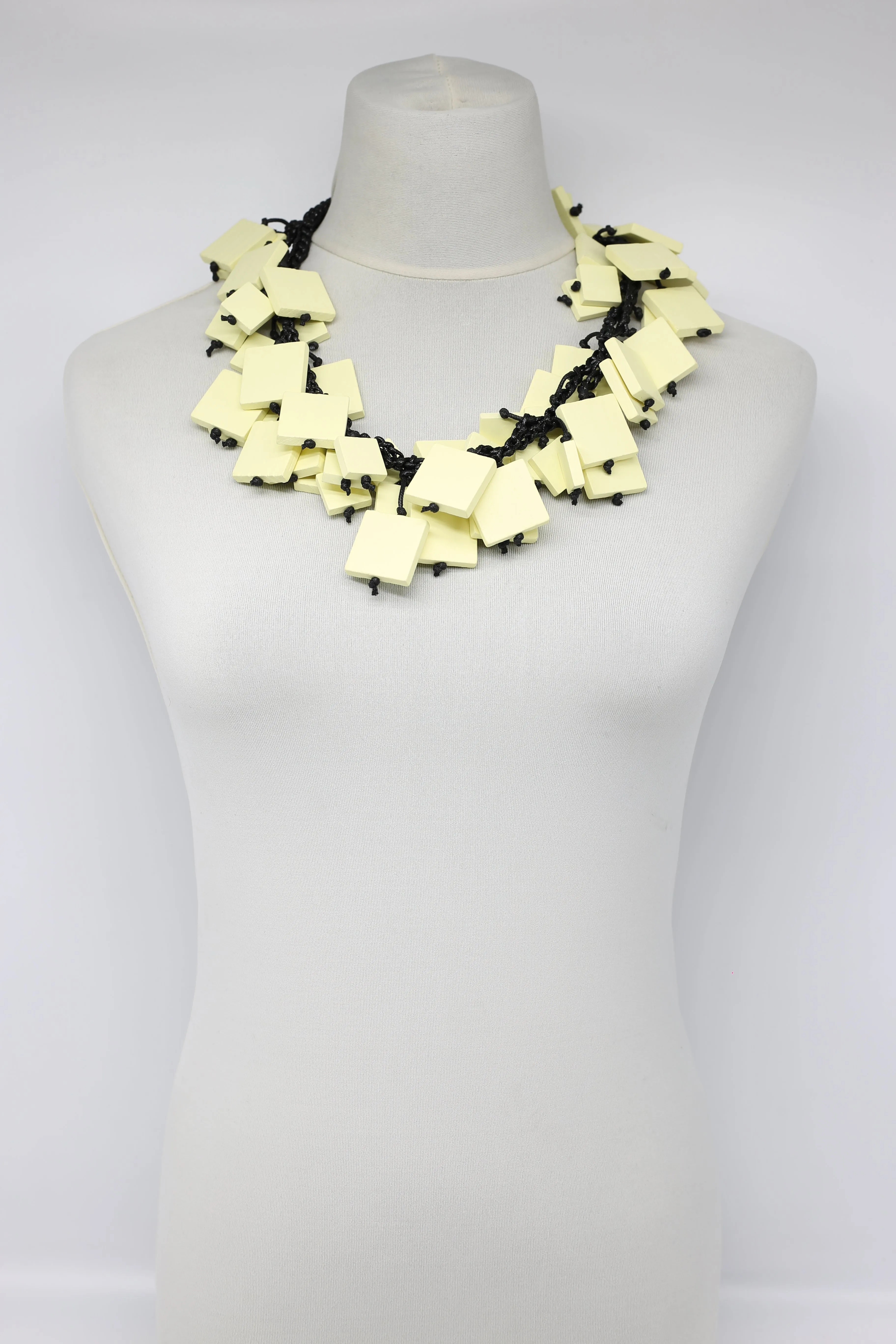 Wooden Squares on Cotton Cord Necklaces - Long