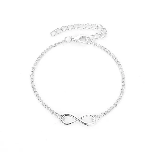 Woozu European America Fashion Infinity Bracelets For Women Charm Number 8 Chain Bracelets Jewelry Gift Dropshipping