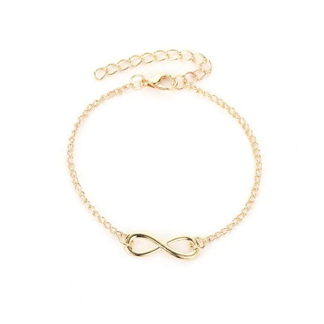 Woozu European America Fashion Infinity Bracelets For Women Charm Number 8 Chain Bracelets Jewelry Gift Dropshipping