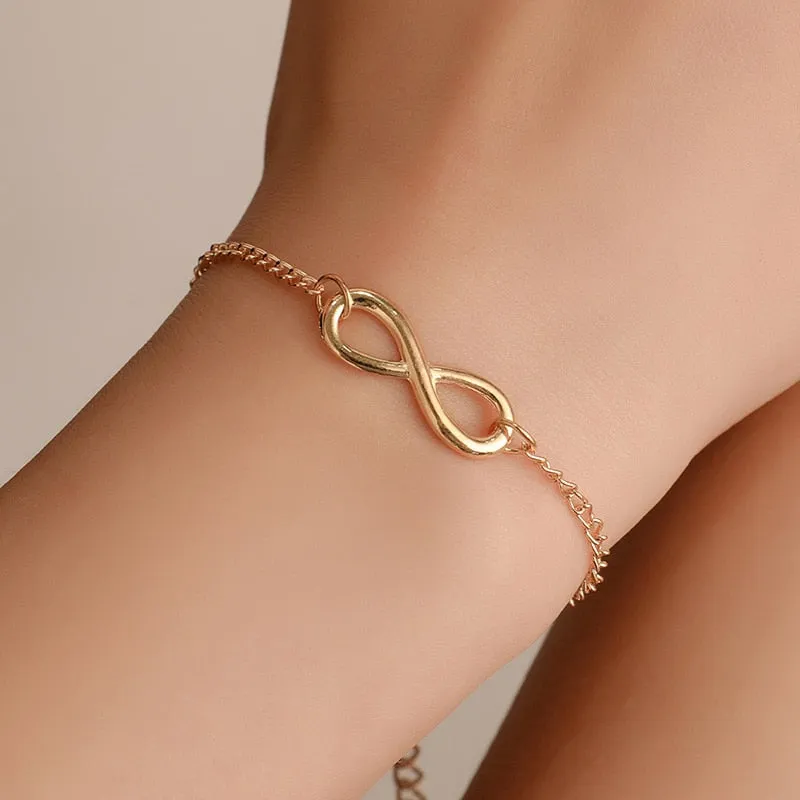 Woozu European America Fashion Infinity Bracelets For Women Charm Number 8 Chain Bracelets Jewelry Gift Dropshipping