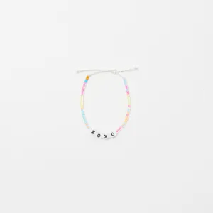 XOXO Letter Bead Single Strand Bracelet - Neon Multi