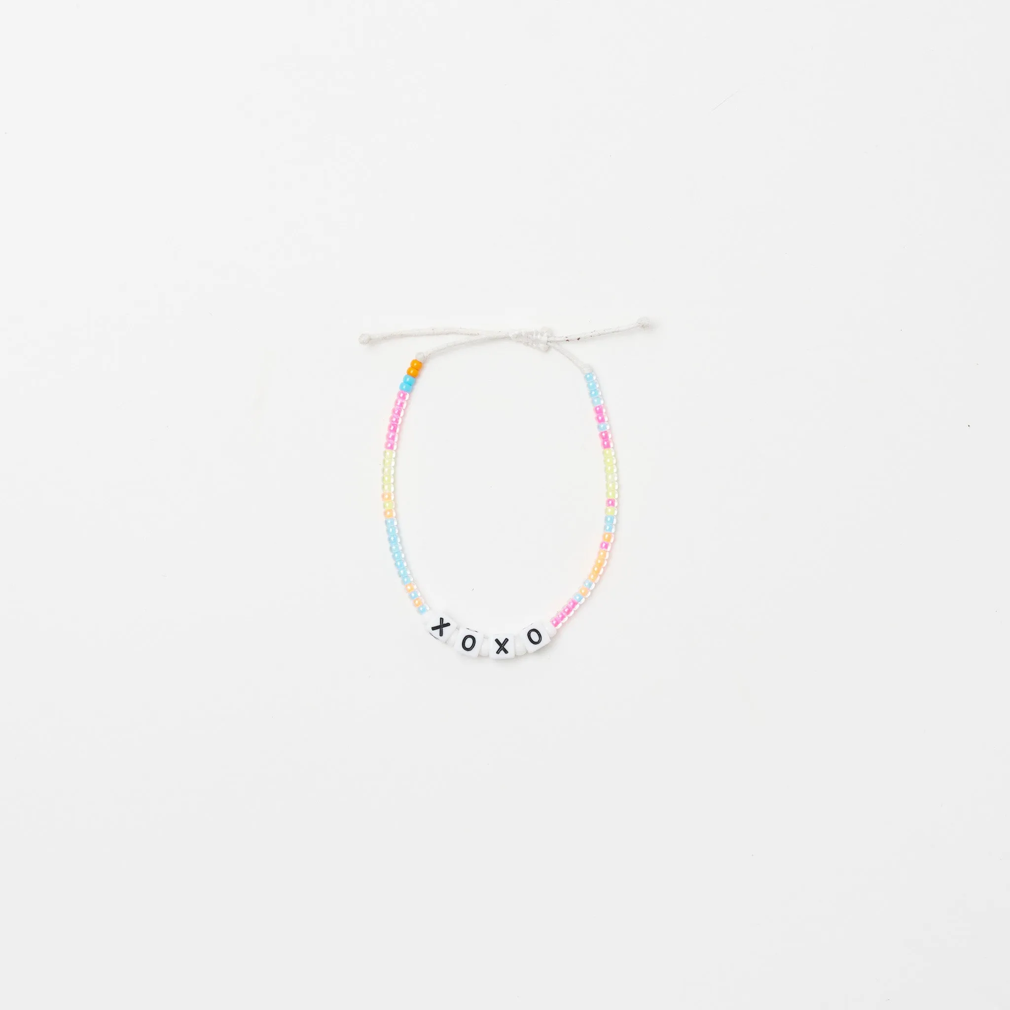 XOXO Letter Bead Single Strand Bracelet - Neon Multi