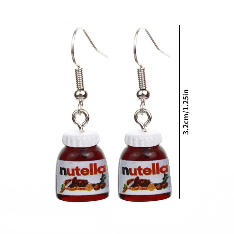 Y2K Peanut Butter Chocolate Sauce Resin Earrings Men's Food Pendant
