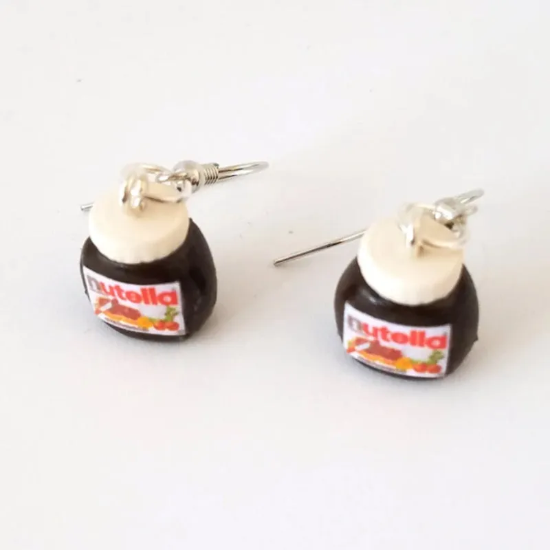 Y2K Peanut Butter Chocolate Sauce Resin Earrings Men's Food Pendant