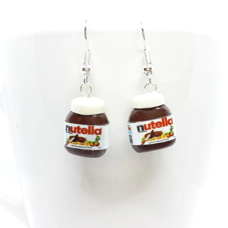 Y2K Peanut Butter Chocolate Sauce Resin Earrings Men's Food Pendant