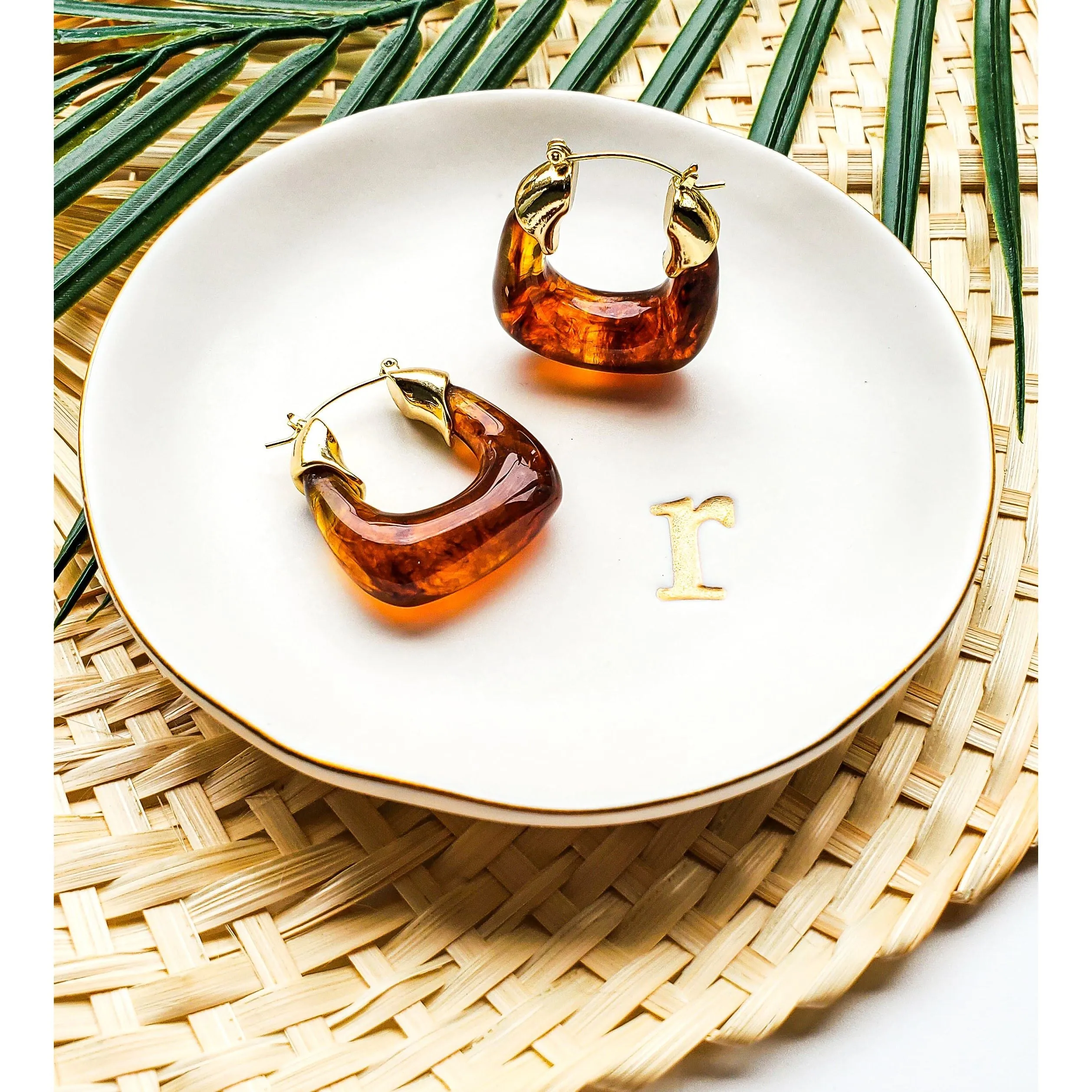 Yara 18K Retro Resin Hoops