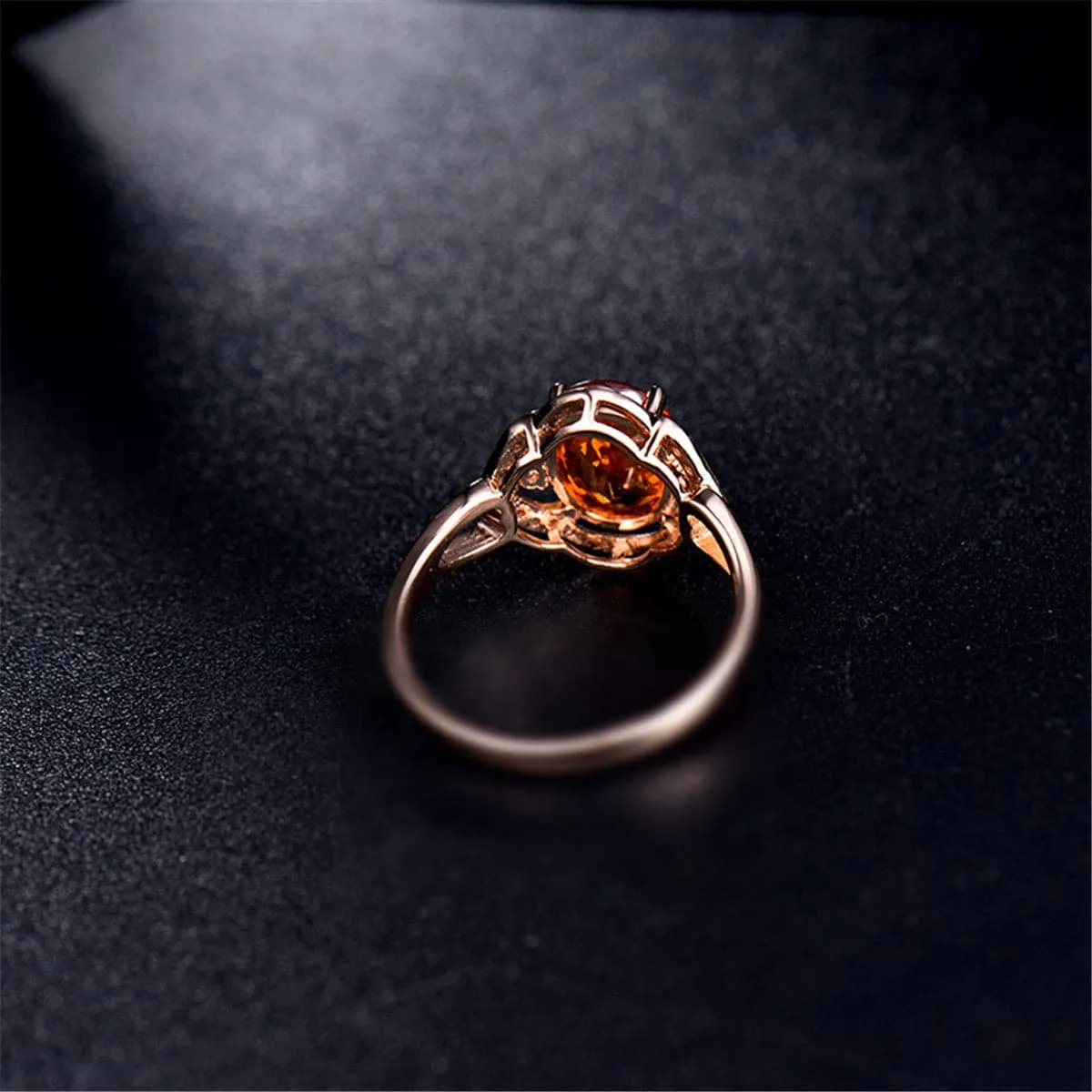Yellow Crystal & Cubic Zirconia Adjustable Oval-Cut Ring