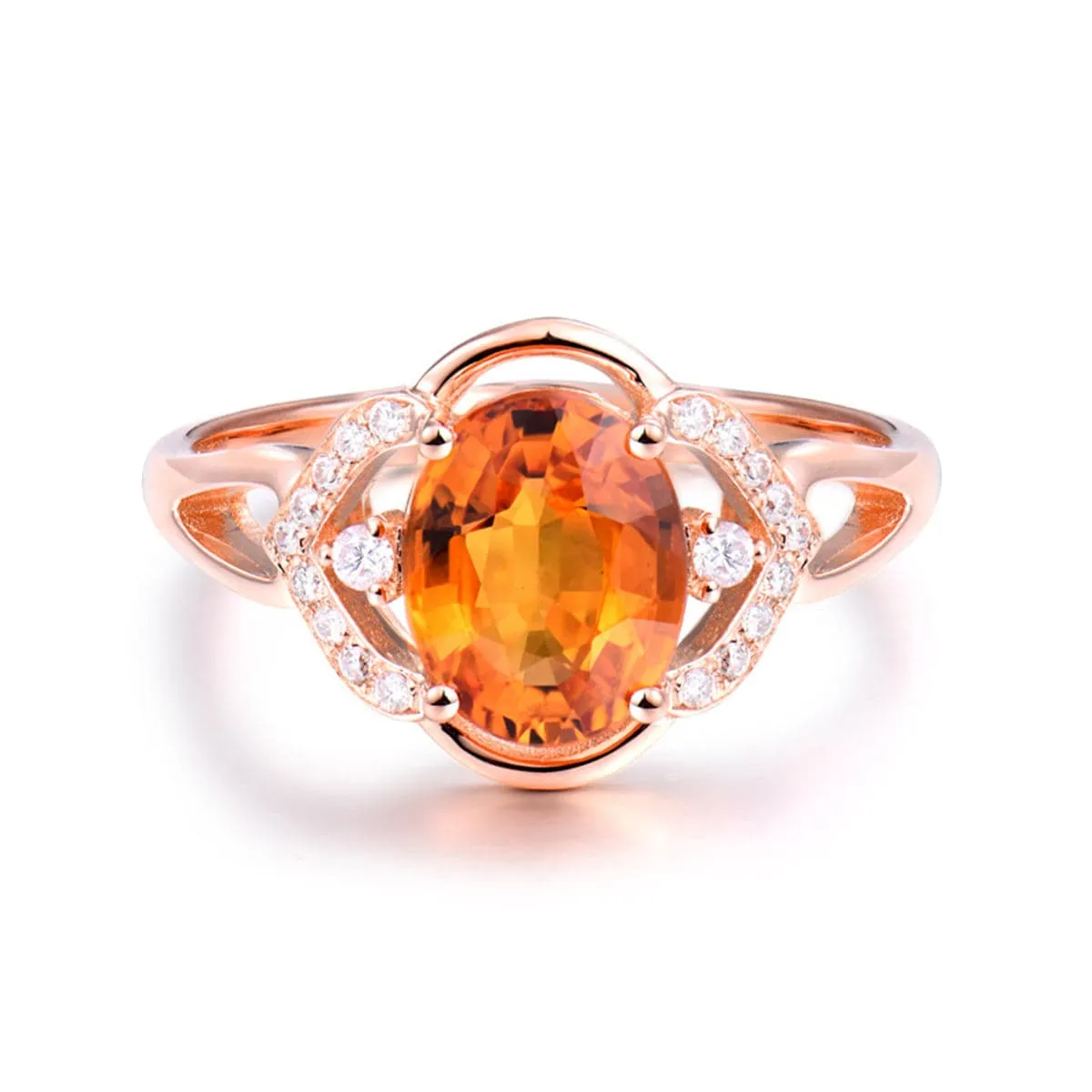 Yellow Crystal & Cubic Zirconia Adjustable Oval-Cut Ring