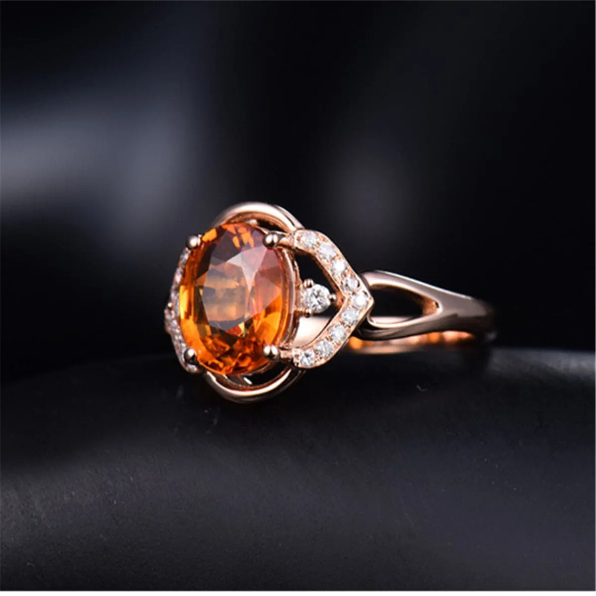 Yellow Crystal & Cubic Zirconia Adjustable Oval-Cut Ring