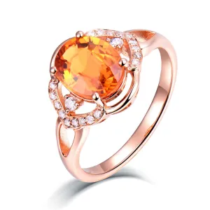 Yellow Crystal & Cubic Zirconia Adjustable Oval-Cut Ring