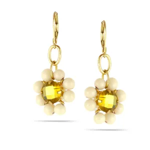 YELLOW CRYSTAL DROP EARRINGS #234BG3501 (1E15)