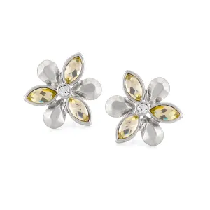 YELLOW CRYSTAL STUD  EARRINGS #248SV3301 (1C18/1A9/1B15)