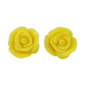 Yellow Resin Rose Stud Pierced Earring - FE601YW