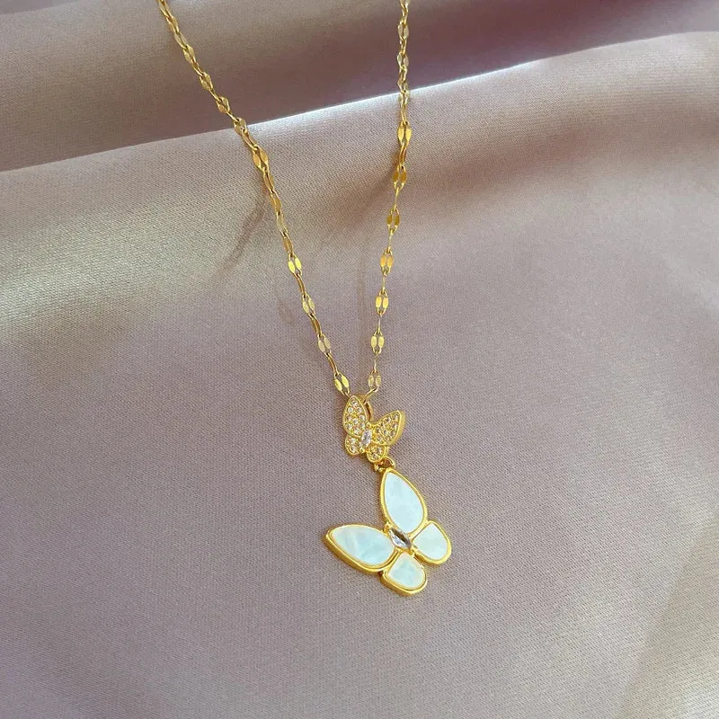Zircon Round Bead Tassel Necklace